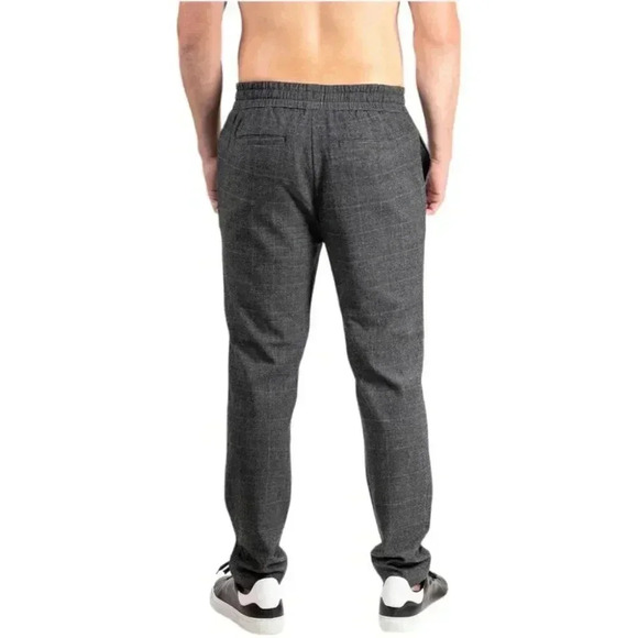 Natori Dogen Charcoal Herringbone Plaid Mens Sweatpants Size Medium - Picture 2 of 13